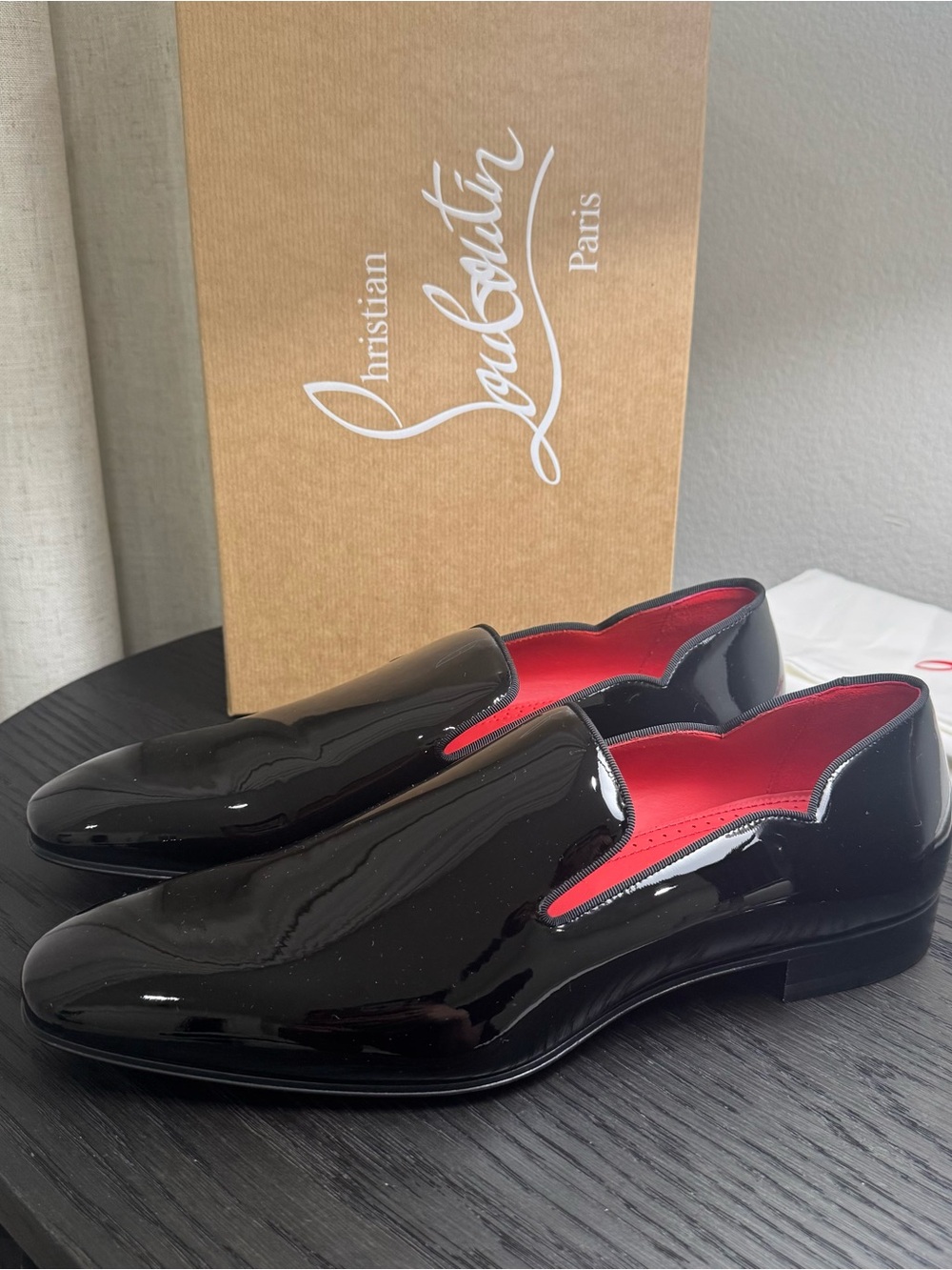 Christian Louboutin Dandy Chick Loafers Dress Shoes Patent Black 42